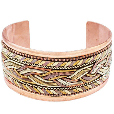 Copper and Brass Bracelet: Healing Cuff - DZI (J)