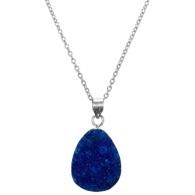 Rishima Druzy Drop Necklace - Dark Blue Silver - Matr Boomie (Jewelry)