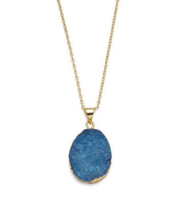 Rishima Druzy Drop Necklace - Light Blue - Matr Boomie (Jewelry)