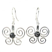 Silver Butterfly Earring with Black Mosaic Accent - Artisana