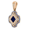Del Francis Studio 4.0mm Blue and Ceylon Sapphire and 1/5 CT. T.W. Diamond Square Pendant in 18K Rose Gold