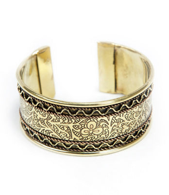 Copper and Brass Floral Cuff Bracelet - Matr Boomie (Jewelry)