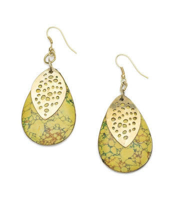 Tara Stone Medallion Earrings - Yellow - Matr Boomie (Jewelry)